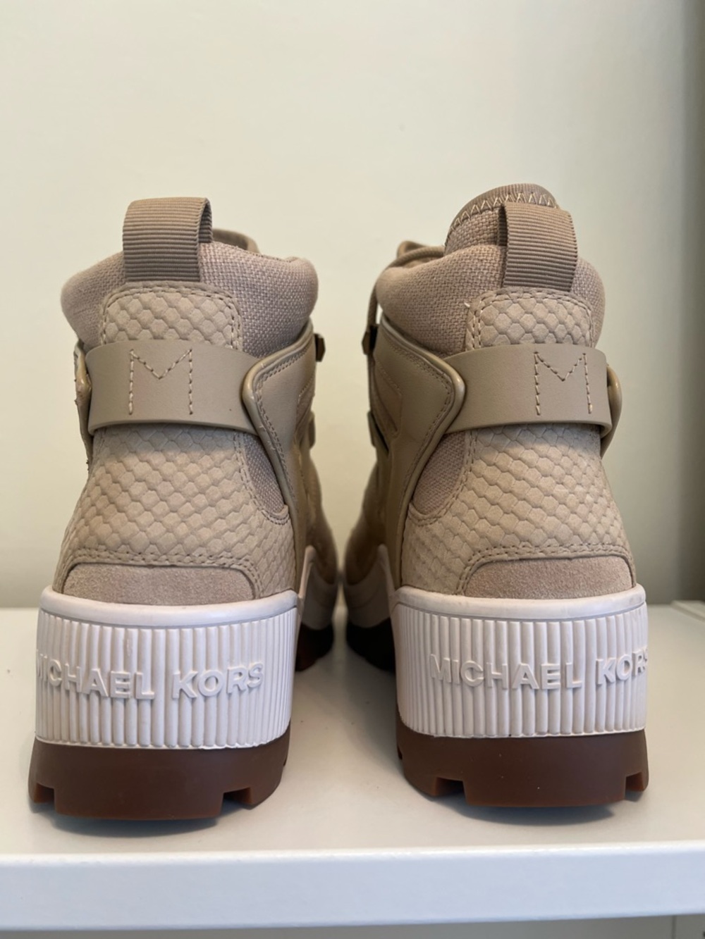 Michael Kors Beige/Tan Combat Moto Boots - Picture 4 of 8